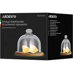 Блюдо бамбукове Ardesto зі скляною кришкою, 12 см (AR2612BD) - мініатюра 4
