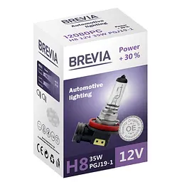 Галогенова лампа Brevia H8 12V 35W PGJ19-1 Power +30% CP(12080PC)