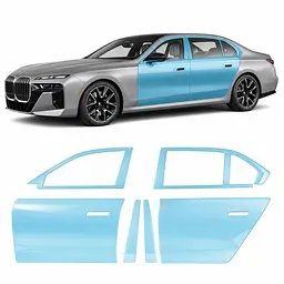 Антигравійна захисна бронеплівка за лекалами для BMW 7 Series G70 2022- зони дверей і стійки вікон