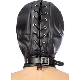 Капюшон для БДСМ Fetish Tentation Closed BDSM hood in LeaTherette - мініатюра 2