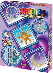 Набір для творчості Seasons Космос, Сонце, Місяць і зірки 3шт, 16*16см Sequin Art det0017603