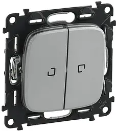 Перемикач 2-клавішний з підсвіткою Valena ALLURE 10АХ 250V алюміній Legrand osv0001963