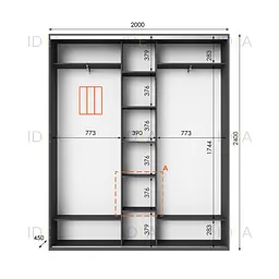 Шафа-купе Idea серія 2 200 x 45 x 240 см Антрацит Дзеркало - мініатюра 2