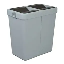 Відро для сміття Motek на 40 л + 40 л з поворотною кришкою 55х35.5х59 см Сіре (COB-414) - мініатюра 1