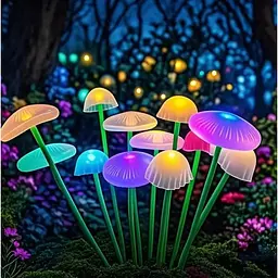 Світильник садовий Gardlov сонячний у формі грибів RGB 10 LED 70 см водонепроникний 2 шт. - мініатюра 4