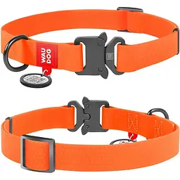 Нашийник для собак Waudog Waterproof, коллартекс, водостійкий, з QR паспортом, 35-58х2,5 см, помаранчевий - мініатюра 3