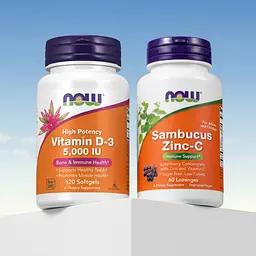 Імунітет щодня Immune баланс, VIT D-3 5000 IU 120 sgels + Sambucus Zinc-C 60 lozenges