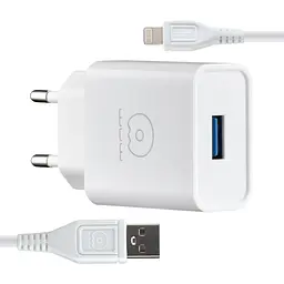 Мережевий зарядний пристрій WUW T28 2.4A USB with Lightning Cable Білий