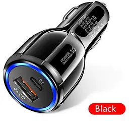 Автомобільний зарядний пристрій No Brand CWa USB - Type-C QC 3.0 Black (Н051037) - мініатюра 4
