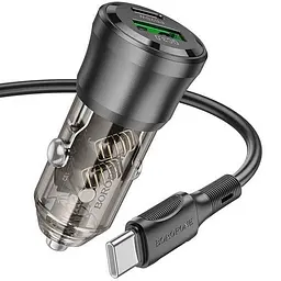 АЗП Borofone BZ25 Journey PD20W+QC3.0 total 38W (1USB-A/1C) + кабель Type-C to Type-C Transparent black - мініатюра 3