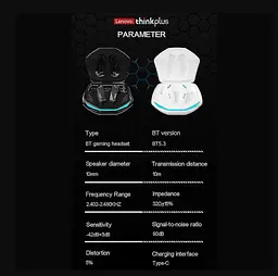 Бездротові Bluetooth 5.3 навушники з мікрофоном Lenovo GM-2 Pro ThinkPlus Black - мініатюра 3