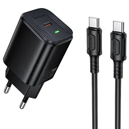 МЗП Borofone BAS84A Star PD25W (1USB-C) + кабель Type-C to Type-C Black