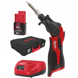 Паяльник акумуляторний MILWAUKEE, M12 SI-201C (зарядний пристрій С12 С, 1 акумулятор М12 В2 2Аг, жало, кейс) - мініатюра 2