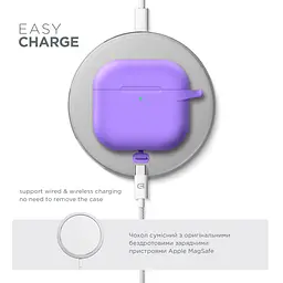 Силіконовий чохол для навушників Apple AirPods 4, Hang Case, фіолетовий, ультратонкий захисний кейс товщиною 2 мм, захист від подряпин, пилу та ударів, компактний, з карабіном для кріплення, ArmorStandart (ARM81292) - мініатюра 7