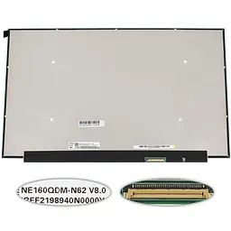 Матриця 16.0" NE160QDM-N62 2560х1600, 40pineDP, IPS, 350cd/m2, 100% sRGB, LED, SLIM без планок та вушок, матова, роз'єм справа внизу для ноутбука