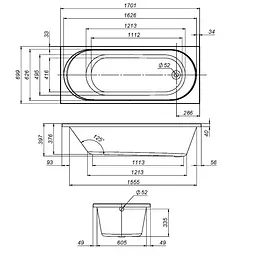 Ванна акрилова Am.Pm X-Joy 170x70 см білий W94A-170-070W-A1, Білий - мініатюра 7