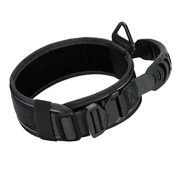Нашийник для собак Harness Tactical, широкий нейлоновий з металевою пряжкою-фастекс M, Чорний