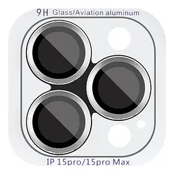 Захисне скло Metal Classic на камеру (у упак.) для Apple iPhone 15 Pro (6.1) / 15 Pro Max (6.7) Срібний / Silver