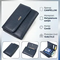 Практичний гаманець для жінок із натуральної шкіри флотар Canpellini 21593 синій - мініатюра 3