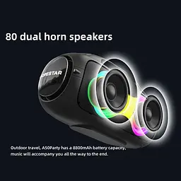 Бездротова акумуляторна Bluetooth колонка BT5.0 бумбокс 80W TWS AUX/TF/USB 8h IPX5 LED RGB підсвічування Hopestar A50 Party - мініатюра 7