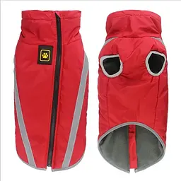 Світловідбивна утеплена зимова куртка для собак Red - мініатюра 1