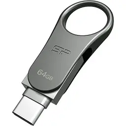 USB Flash накопичувач Silicon Power 64GB Mobile C80 USB 3.0/Type-C silver (SP064GBUC3C80V1S) - мініатюра 2