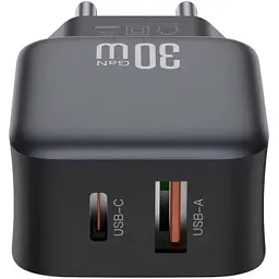 Зарядний пристрій XO L156 USB-C PD30W + USB-A QC3.0 Black (L156.black) - мініатюра 3