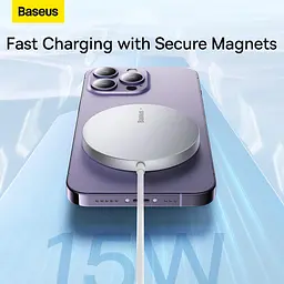 Бездротовий зарядний пристрій магнітний Baseus Simple Mini3 Magnetic 15W silver - мініатюра 7