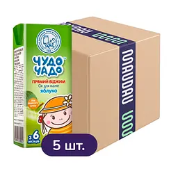 Сок Чудо-чадо Яблочный неосветленный стерилизованный 1 л (5 шт. x 200 мл)