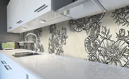 Кухонний фартух Намальовані маки вінілова олівець для кухні 65х250 см Квіти Сірий Happy Pocket Z184794 - мініатюра 5