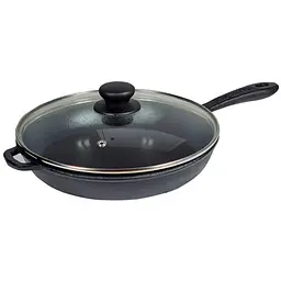 Сковорода чавунна Мy-dishes діаметр 24 х 6 см зі скляною кришкою