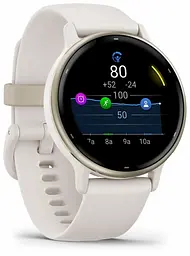 Смарт-часы Garmin vivoactive 5 Cream Gold Aluminum Bezel with Ivory Case and Silicone Band (010-02862-11) - миниатюра 3