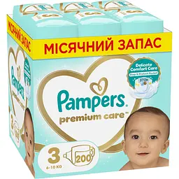 Уценка. Подгузники Pampers Premium Care 3 (6-10 кг) 200 шт.