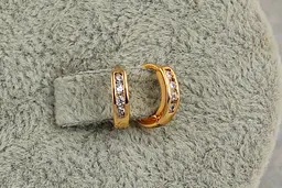 Сережки Xuping Jewelry чотири камінці 1.1 см золотисті - мініатюра 2