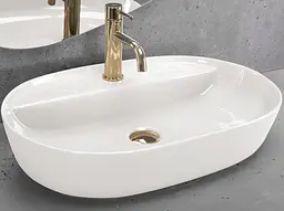 Умивальник Rea Aura накладний 61x41 см ecru shiny REA-U4589 - мініатюра 2