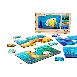 Дитячий дерев'яний пазл Морські жителі 4 в 1 PuzzleOK Puz-57896, 80 елементів - мініатюра 3