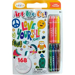 Розмальовка Let's Craft Art We Go "Люби себе" з наліпками та восковими крейдами