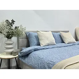 Комплект постільної білизни Ecotton двоспальний 250958 Квiтка на блакитному (24276) - мініатюра 3