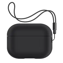 Силіконовий чохол для навушників Apple AirPods Pro 2 2022, Silicone Case with straps, чорний, захисний чохол з ремінцем, ультратонкий і легкий, повний захист, з підвіскою, м"який силікон, ArmorStandart (ARM68608)