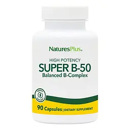 Комплекс вітамінів В NaturesPlus Super B-50 90 вегакапсул