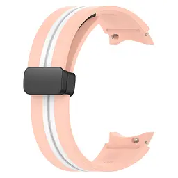 Ремінець для Samsung Galaxy Watch 4 Classic 42mm - рожево-білий ширина кріплення 20мм силікон Watchbands Cls-line-black (W35-9WB62202667) - мініатюра 4