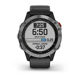 Смарт-годинник Garmin Fenix 6 Solar Silver with black band (010-02410-00) - мініатюра 3