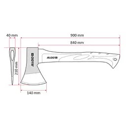 Сокира ручка з фібергрласу Alloid 1500 гр 90 см (AF-70141500) - мініатюра 2