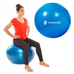 М'яч для фітнесу (фітбол) Springos 85 см Anti-Burst Blue (FB0009) - мініатюра 5