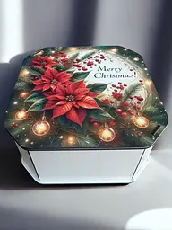 Новорічна коробка Подарункова коробка квадратна (ХДФ) 19x19x10 см. №11 - мініатюра 3
