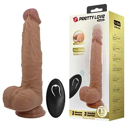 Вібратор на присоску PRETTY LOVE Jonathan 8,3 Light Brown, 3 функції вібрації Thrusting Wireles PRETTY LOVE BW-008111W 100611