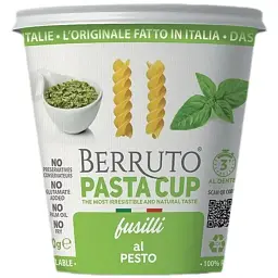 Макарони швидкого приготування Berruto pasta cup фузиллі із соусом песто 70г.