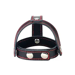 Бондаж на пеніс та мошонку Tstyle Leather Cockring With Ball LOVETOYS 66-LV761005 103648 - мініатюра 2