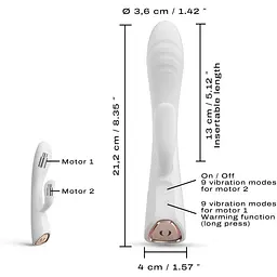 Вібратор-кролик з підігрівом Dorcel Flexi Rabbit White гнучкий ствол - мініатюра 6