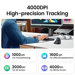 Мишка бездротова вертикальна Ugreen MU008 2 стандарти Bluetooth + радіоканал (25444) - мініатюра 9
